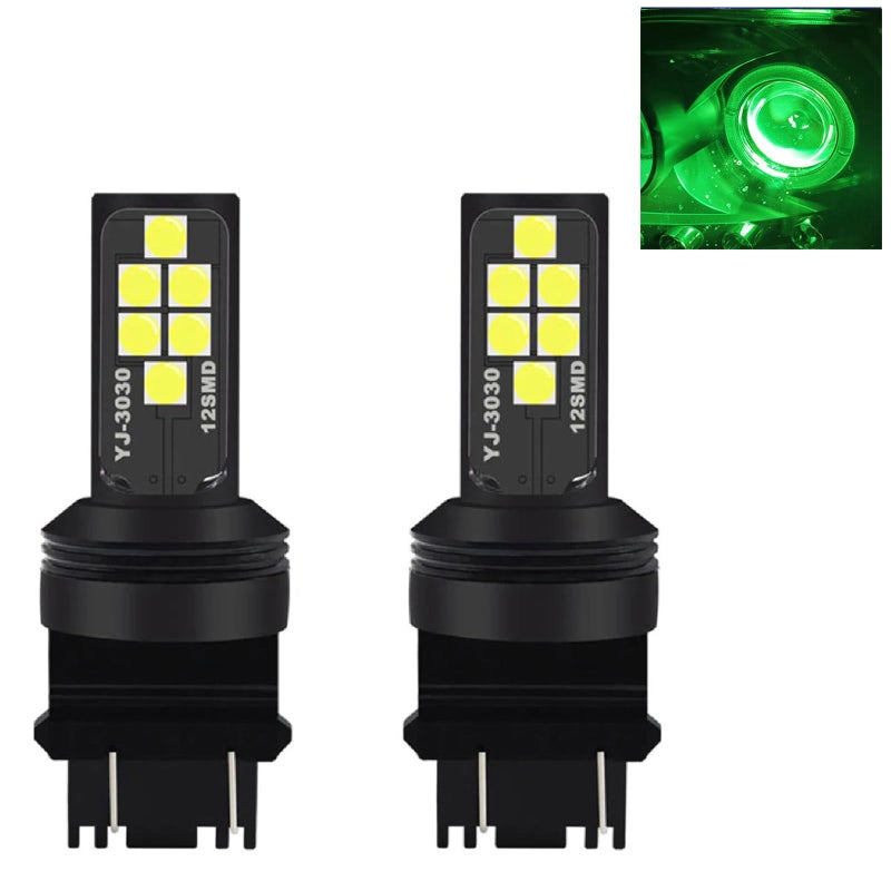 SOCAL-LED LIGHTING 3156 3157 Green LED Turn Signal Bulb Advanced 3030 SMD Bright Colorful DRL Brake Lamp Parking Tail Light, Pack of 2 - Image 1